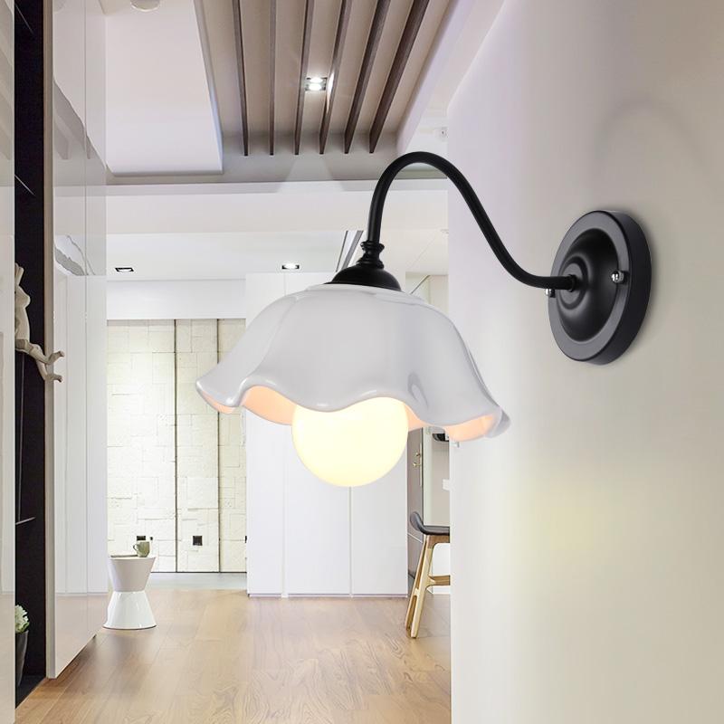 

Nordic Vintage Ceramic Wall Lamp Indoor Bedroom Bedside Modern Creative Black and White Stair Night Lighting Fixtures Home Decor