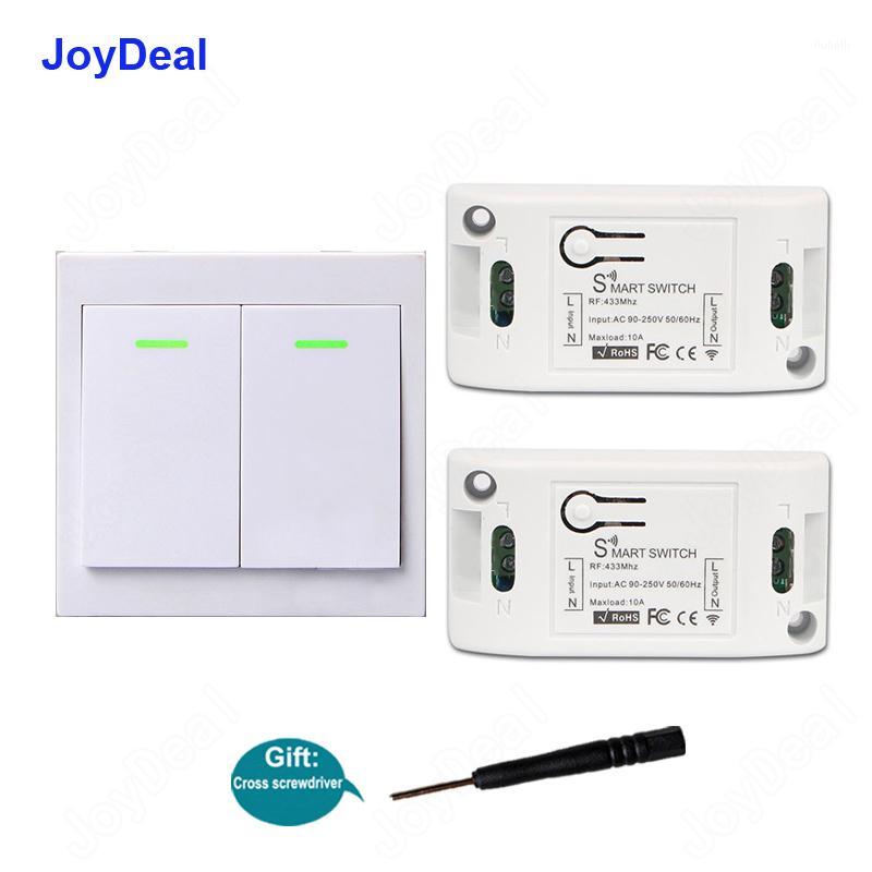 

JoyDeal 433Mhz 86 Wall Panel Wireless Remote Transmitter 2 Button Sticky RF TX Smart Home AC 110V 220V 1CH Remote Control Switch1