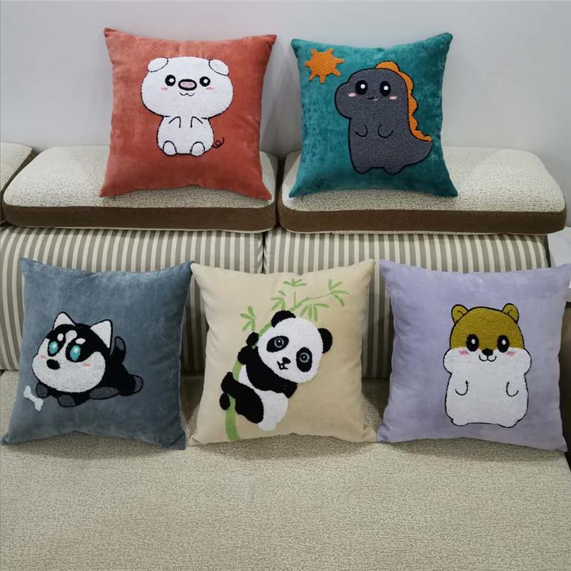 

Cartoon Thickened corduroy kids children cushion sofa cushion cute pillow home decoration panda dog 45X45cm pig