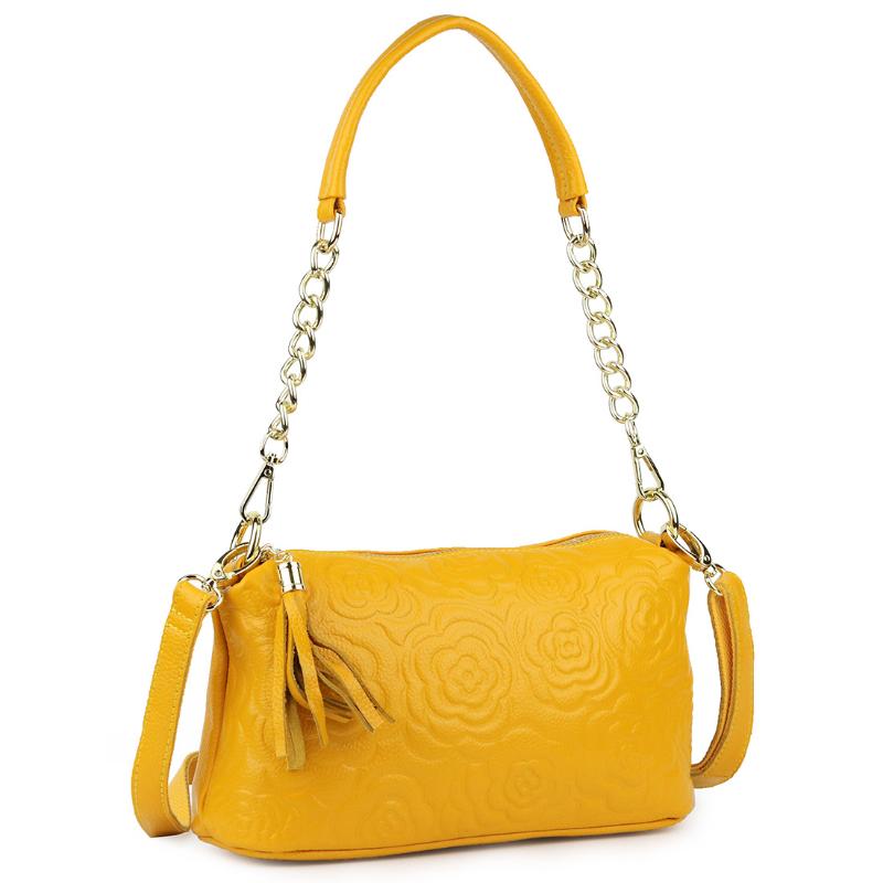 

Leather embossed women's bag fashion first layer leather shoulder bag, Black