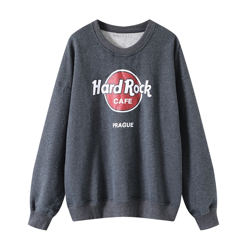 

2021 New Meninas Tamanho e De Algodo Grosso Sweatshirts Outono Moda Senhoras Streetwear Solto Pullovers Feminino Chic Rnfm, Dark gray