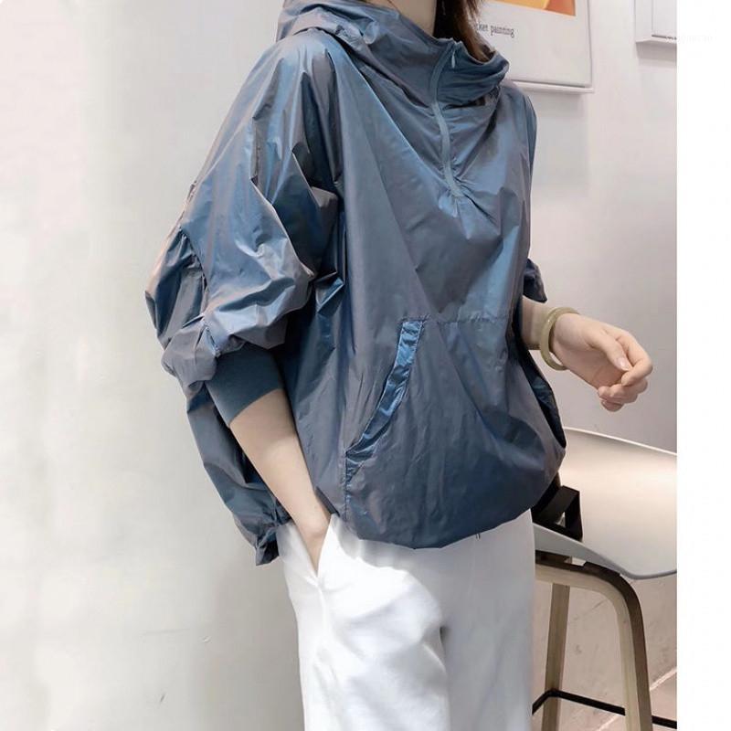 

New Hooded Pullover Thin Clothing For Women Outdoor Travel Camping Small Fashion Western Style Age-reducing Sunscreen T-shirt1, Blue