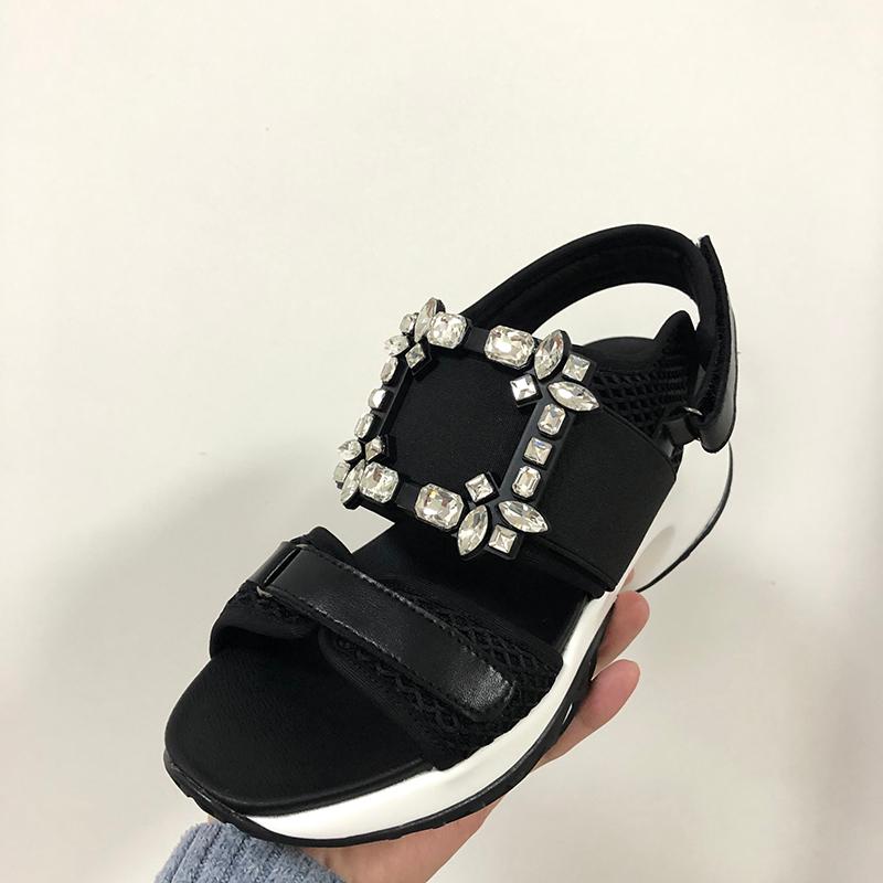 

Crystal Gladiator Sandals Women 2021 Summer Platform Sandals Casual Beach Wedge Ladies, White