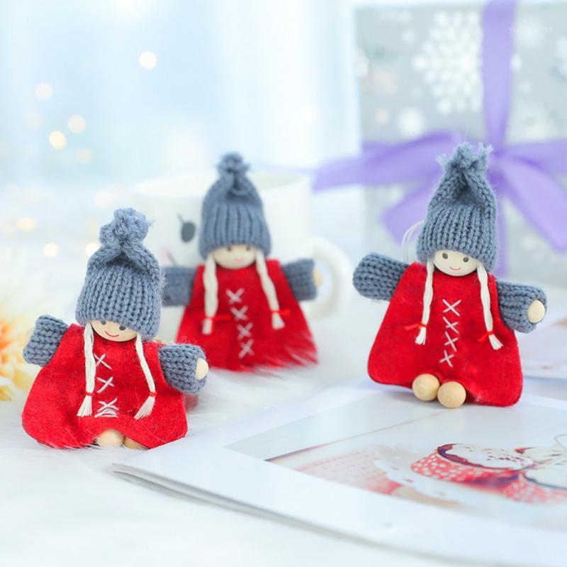 

3PCS Knitted Wooden Angel Dolls Christmas Pendants Decorative Hanging Figurine Ornaments Holiday Gift Decorations1