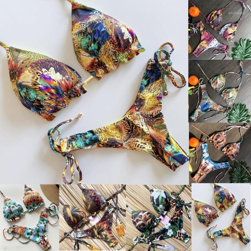 

Fashion Womens Sexy Bikini Set Hot Stamp Sport Swimwear Two Piece brazilian Ladies Push-Up Padded Separate Swimsuit For 20201