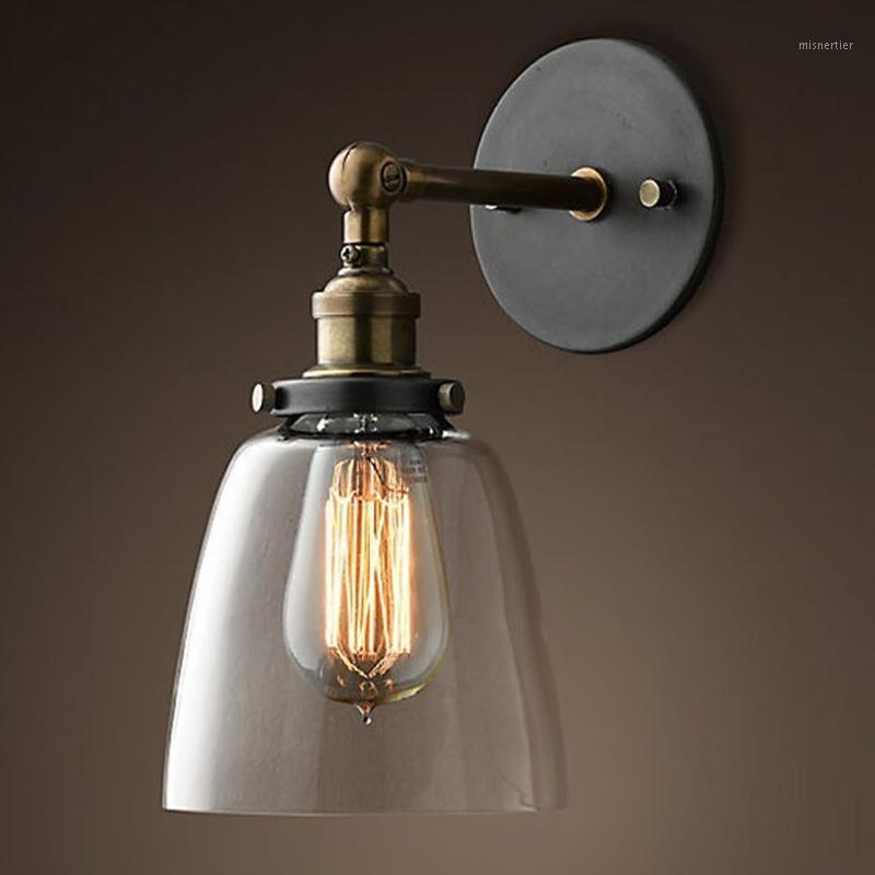 

Vintage Glass Wall Lamps Industrial Wall Sconce Bedside Light Antique Brass Modern E27 Light Fixture Bedroom Mirror Lights1