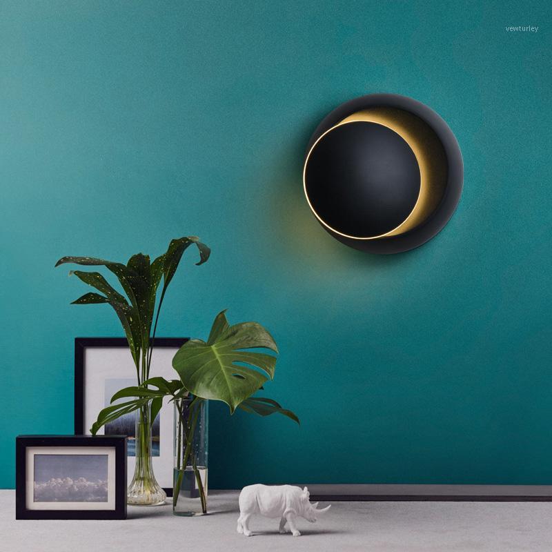 

Round Crescent small wall lamp staircase aisle warm and white LED Simple and creative modern bedside lamp bedroom living room1
