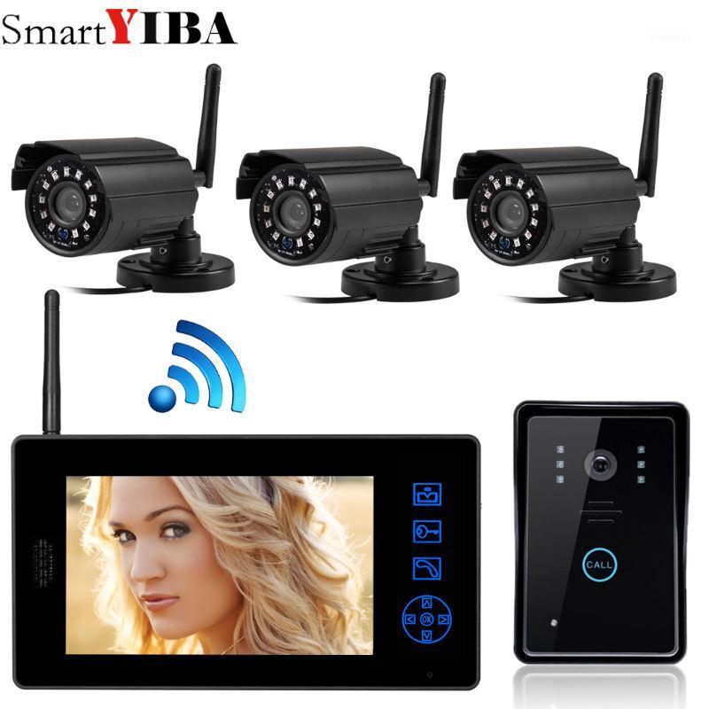 

SmartYIBA 7" Color Video Door Phone wireless Video Intercom Door Intercom Doorphone IR Night Vision Four Camera Kit1