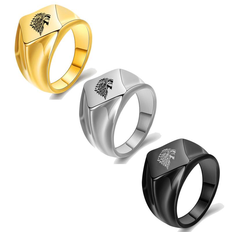 

Cluster Rings 2021 Sale Fine Jewelry Wolf Head Stainless Steel Men's Ring Crystal From Swarovskis Retro Minimalism 3 Colors