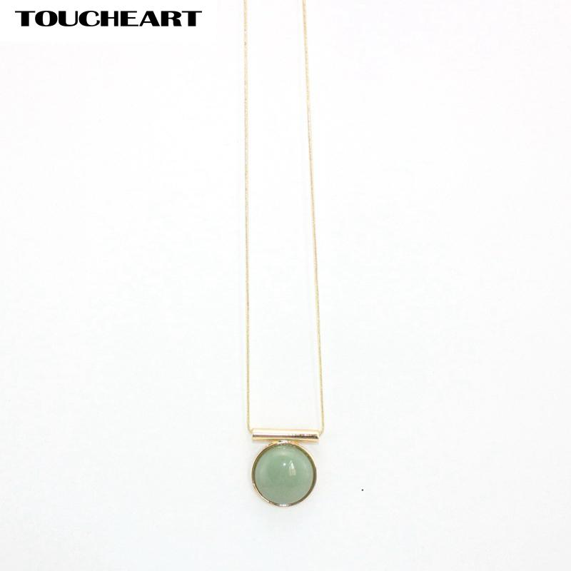 

Pendant Necklaces TOUCHEART Excellent Stone Necklace For Women Friend Long Gold Color Statement & Wedding Jewelry SNE160140