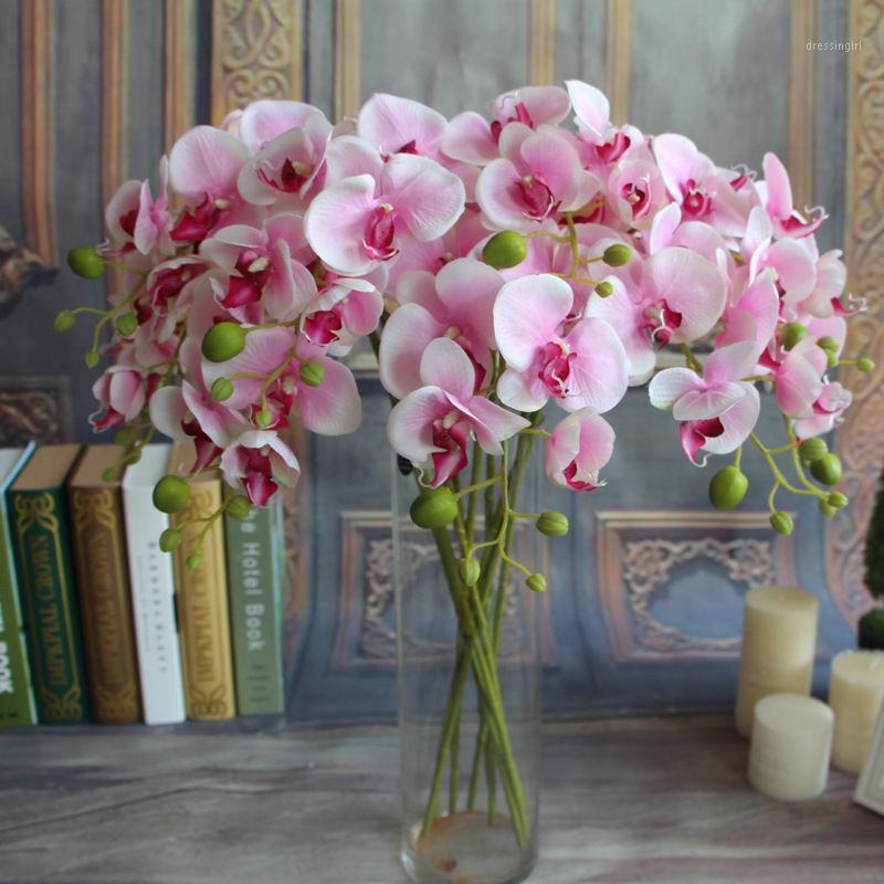 

Beautiful Artificial Butterfly Orchid Silk Flower Bouquet Phalaenopsis Wedding Home Decor1, Plum