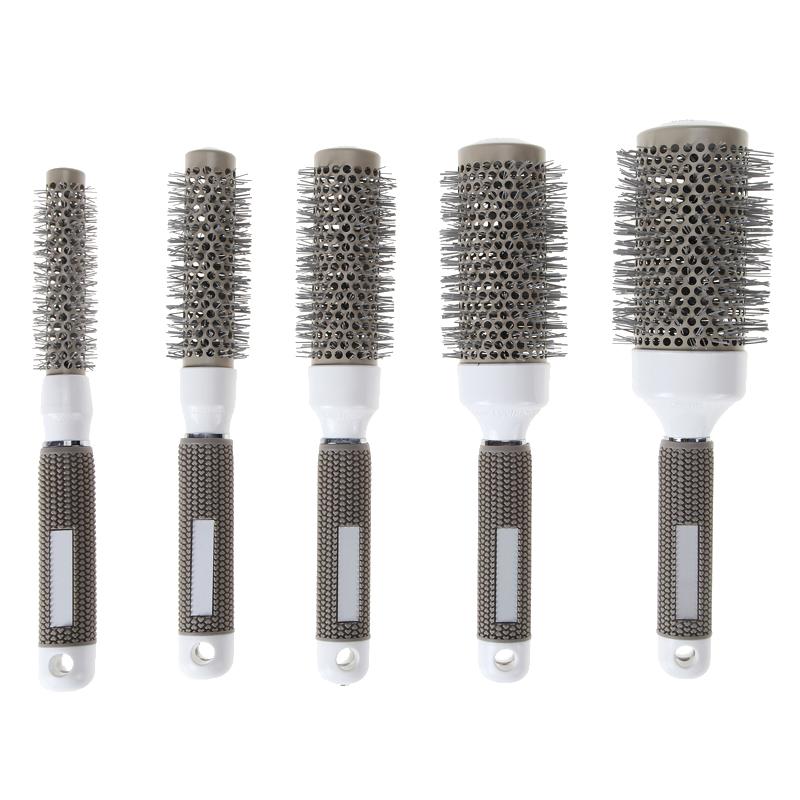 

1pc Gray Ceramic Ionic Comb High Temperature Resistant Round Combs Iron Radial Brushes Curly Hairbrush Hair Salon Tool