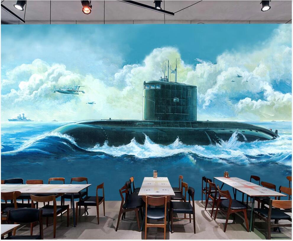 

3d wallpaper custom photo mural Retro hand-painted submarine military series tooling home decor 3d wall murals wallpaper for walls 3 d, Non-woven wallpaper