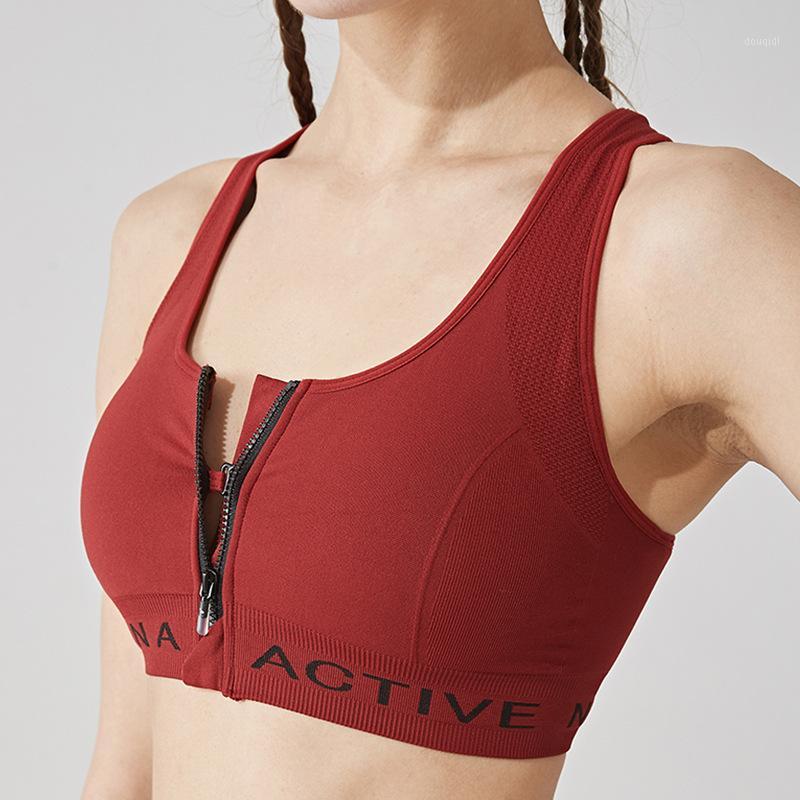 

Women Yoga Shirts,Padded Wirefree Zipper Shockproof Sports Bras,Breathable Athletic Fitness Running Vest Tops Underwear1