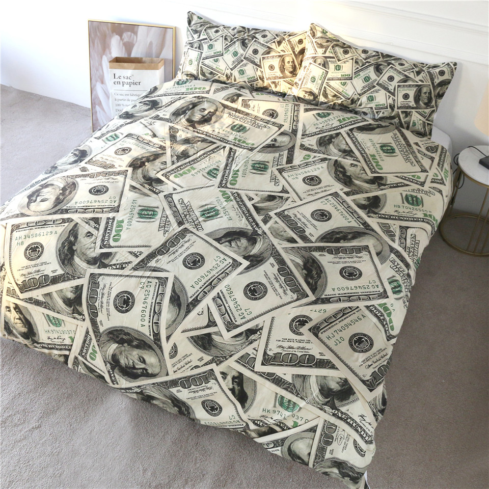 2020 BlessLiving 3D Modern Bedding Set Dollar Motif Printed Duvet Cover