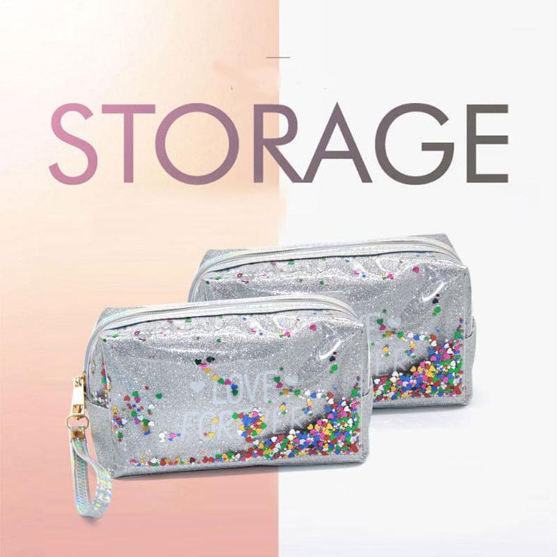 

Cosmetic Bags Colorful Sequins Letter Print Waterproof PVC Makeup Bag Toiletry Organizer Pouch Best Sale-WT1, Pink 2