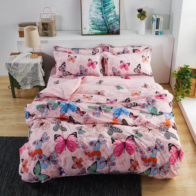 

58Gray White Pink BeddingSet 3D Butterfly Printing Bed Linings Dot Animal Cat Duvet Cover Bed Sheet Pillowcases Cover Set 3/4pcs1, Kasiluo028