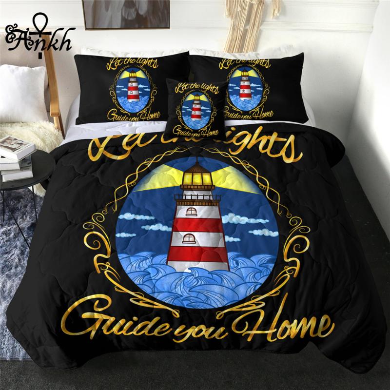 

Lighthouse by Taemin Ankh Summer Quilt Set Ocean Air-conditioning Duvet Navigation Bedding Golden Letters Thin Comforter 4-Piece, Travel