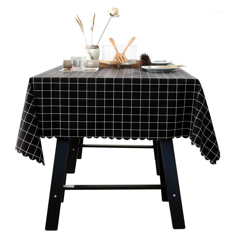 

Simplicity Waterproof Tablecloth Black Striped print Oil proof Linen Cotton Table cloth Rectangle table for Wedding Hotel1, Style e
