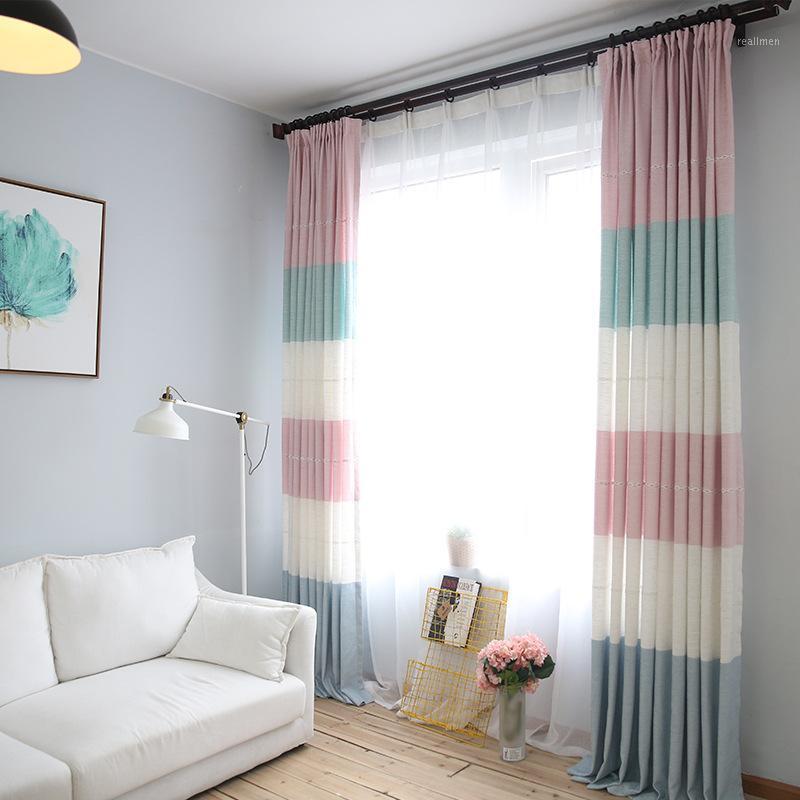 

Simple Modern Fashion Geometric Cotton Linen Stripes Curtains for Living Dining Room Bedroom.1, Tulle