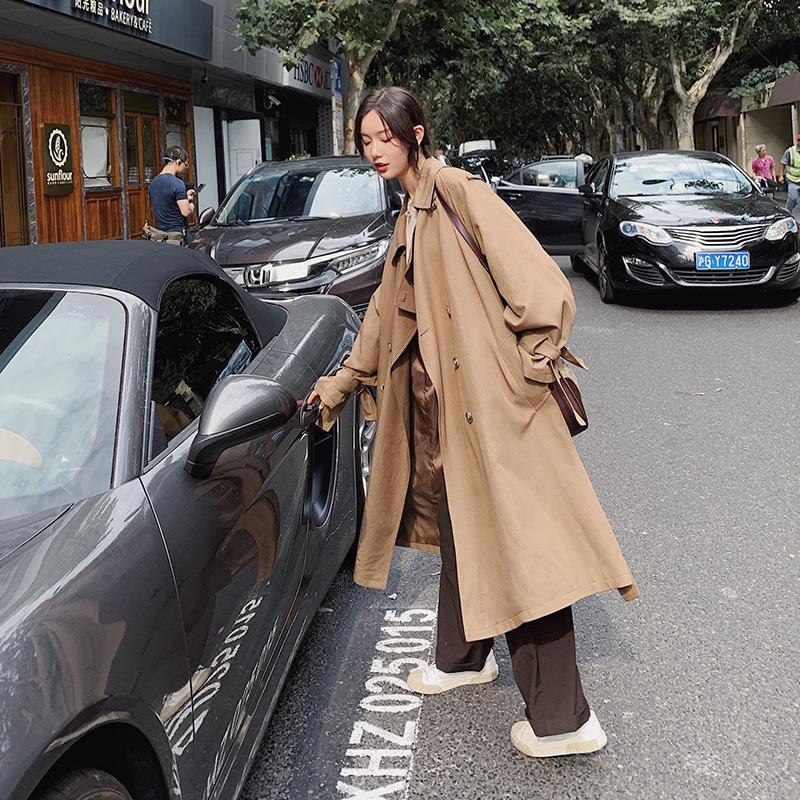 

U-SWEAR Autumn Winter Women Trench Coat Female Belted Storm Flap Khaki Dress Korean Office Warm Elegant Vintage Windbreaker