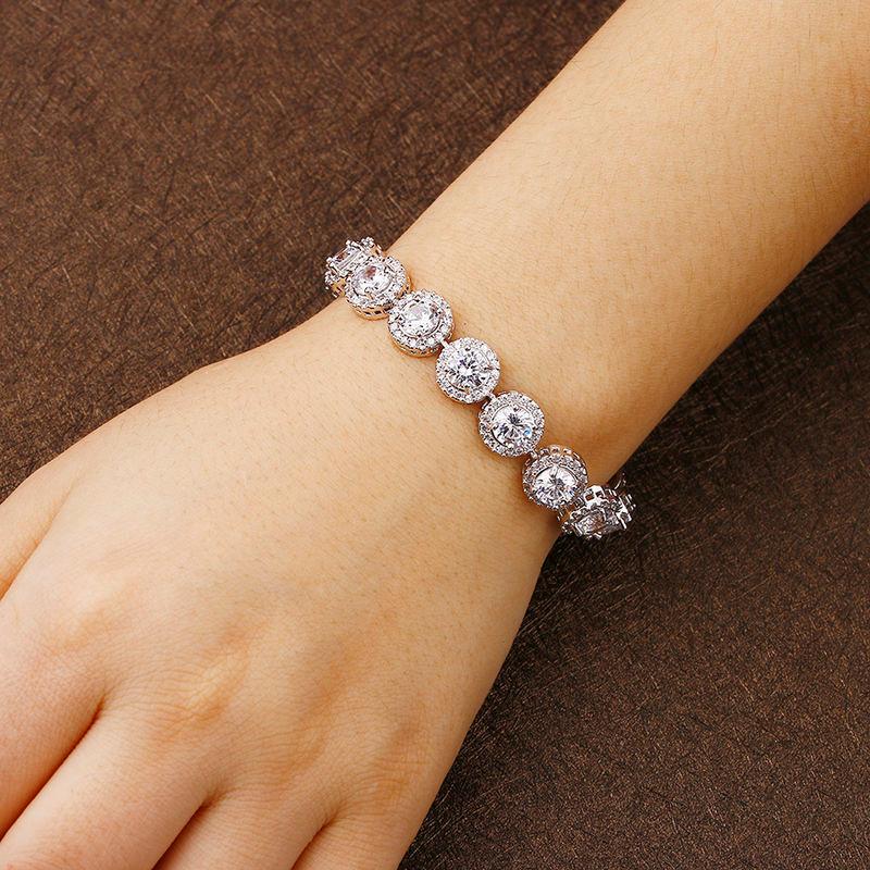 

Women Bracelet White Gold Color Chakra Charm Bracelet With Cubic Zircon Snap Button Jewelry Pulseira Feminina AB054