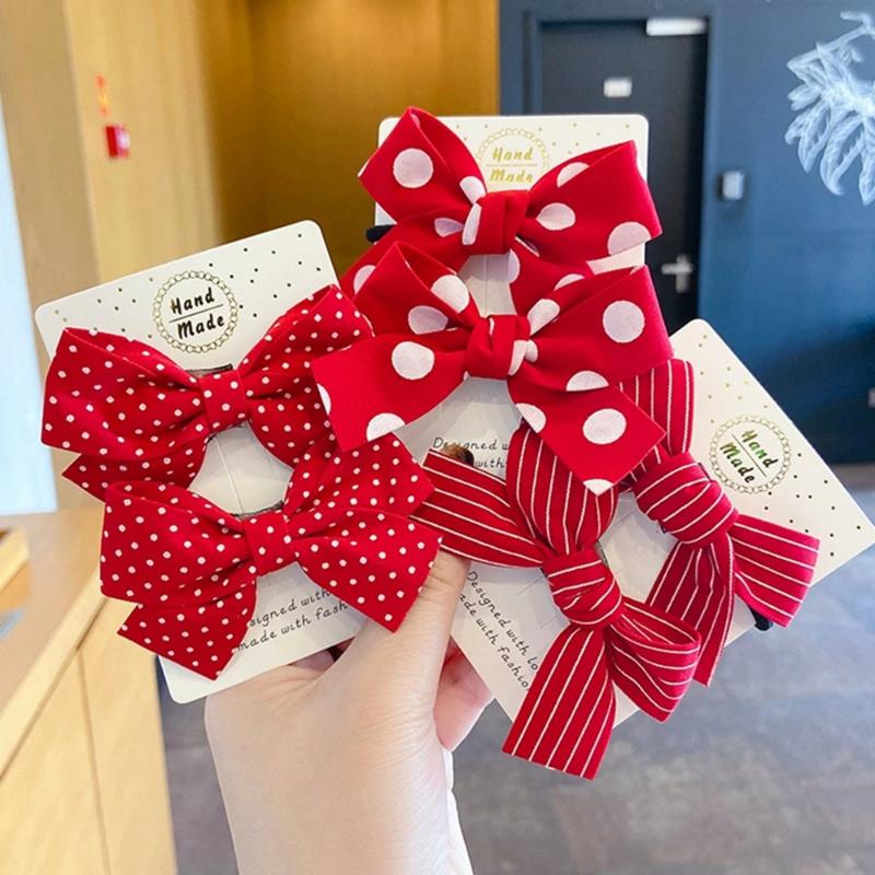 

Hair Accessories 2022 Girls Red Butterfly Knot Rope Love Wave Spot Circle Girl Double Horsetail Head Fashion, Slivery;white