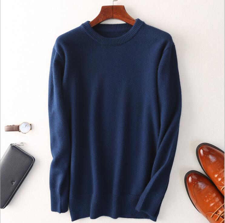 

2021 New Sweaters Fashion Style Autumn Winter Knitted Quality Pullover O-neck Men Sweater HQJ9, Blue