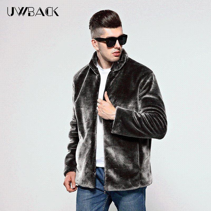 

Men's Leather & Faux Uwback Winter Fur Coats Men 2021 Stand Collar Casual Jackets Warm Windbreaker Zipper Coat Size4XL XA1511, Black