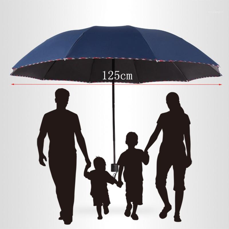 

New Three Folding Large umbrella Male Commercial Large Strong Frame Man Windproof ultraviolet-proof 10k Black Sunshade1, Navy blue