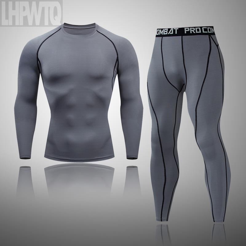 

Newest Men's Tracksuit Gym Fitness Compression Sports Suit Clothes Running Jogging winter Sport thermal underwear sets, T-shirt
