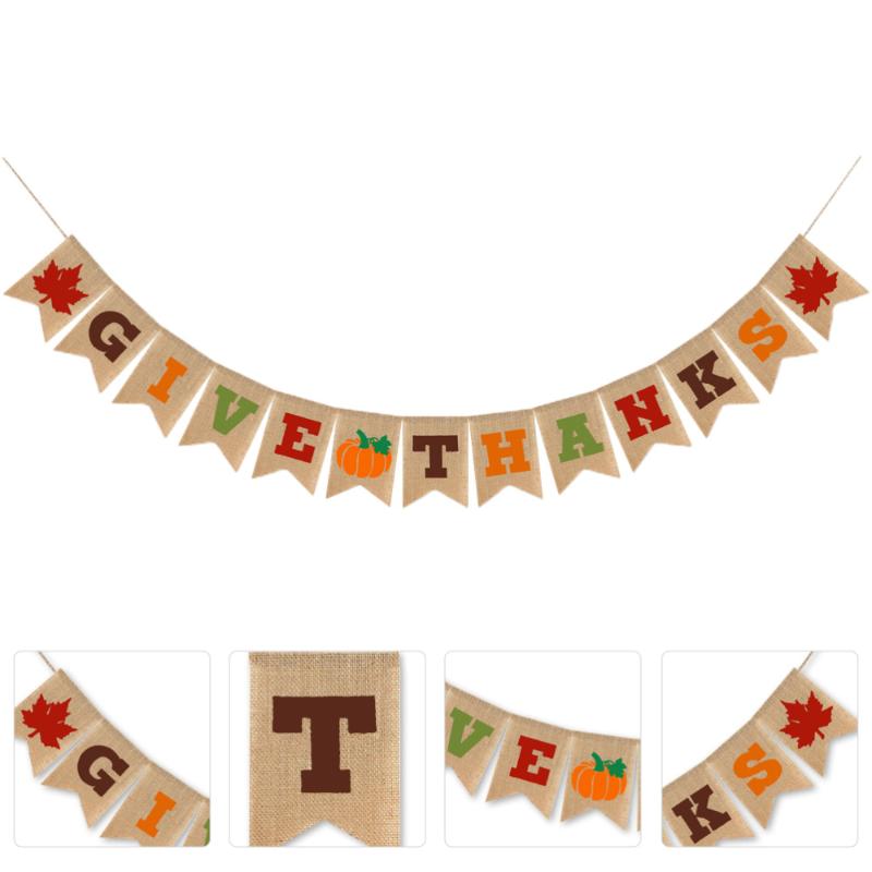 

1Pc Creative Thanksgiving Printing Decoration Hanging Banner Party Banner Bunting High Flag for Party Home Thanksgiving Day Fest, Assorted color