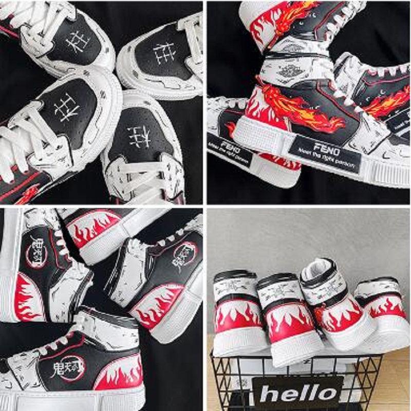 

KLYWOO Kyoujurou High Top Running Shoes Men Women Sneakers Hip Hop Fashion Demon slayer Anime Foot-wear Sports Trainers Cosplay, Color 4