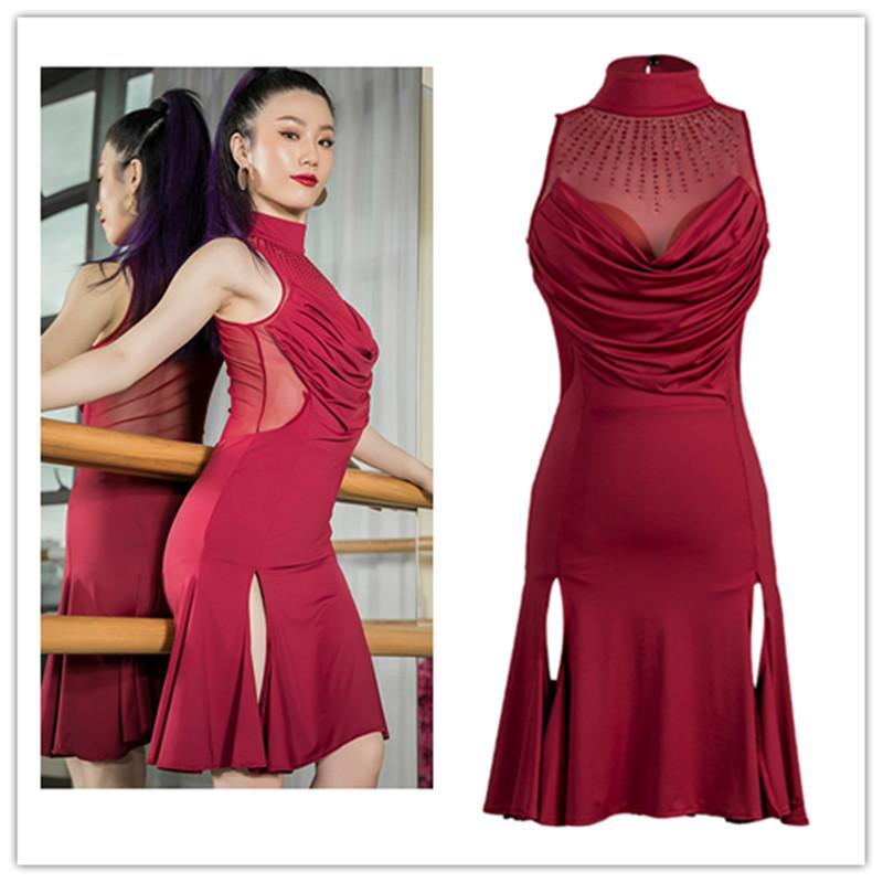 

Women Latin Dance Dress Black Sexy Latin Skirts Salsa Dress / Cha Cha / Rumba Samba Adult Performance Dance Clothing, As shown