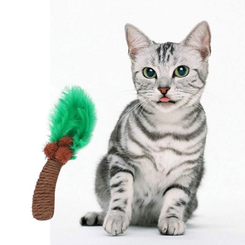 

Pet Playing Toy Coconut Tree-shaped Grinding Claw Toy For Cats Paper Rope Woven Interactive Plush Cat Pet Kitten Chewing