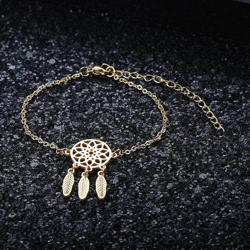 

Dreamcatcher Bracelet Catcher Jewelry New Fashion Feather Gold Silver Color For Women Chain & Link Metal Unisex Zinc Alloy