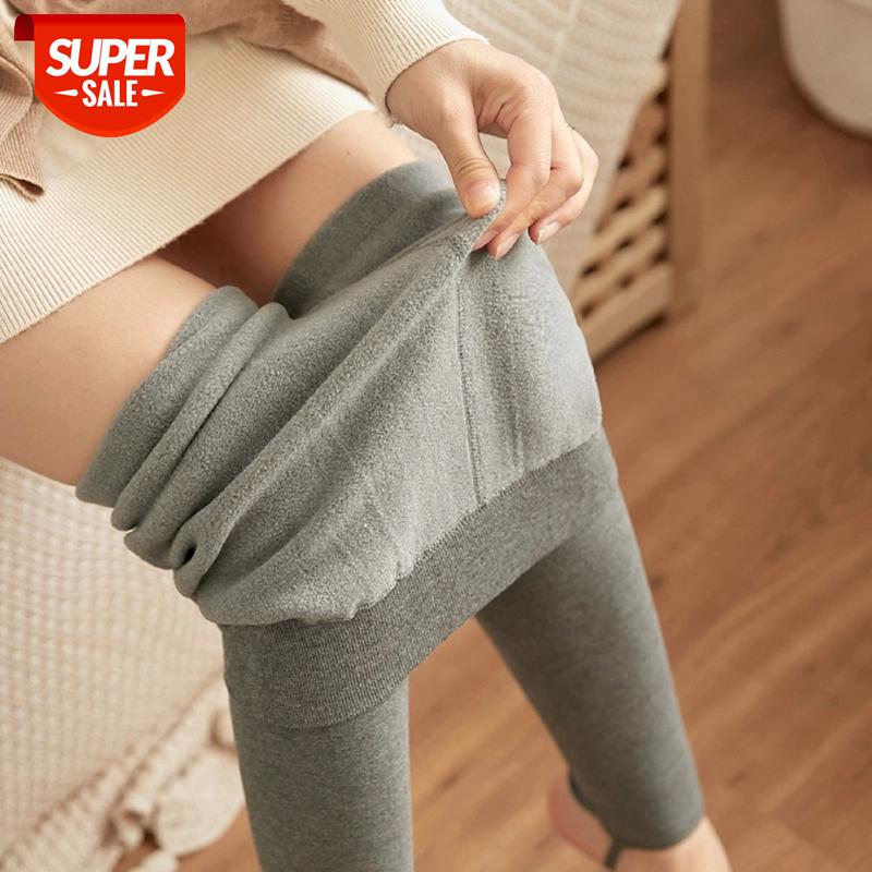 

NORMOV Thick Women Leggings Warm Winter High Waist Stripe Cashmere Ankle Length Leggins Solid Velvet Wool Leggings Female #o46k, Black;white