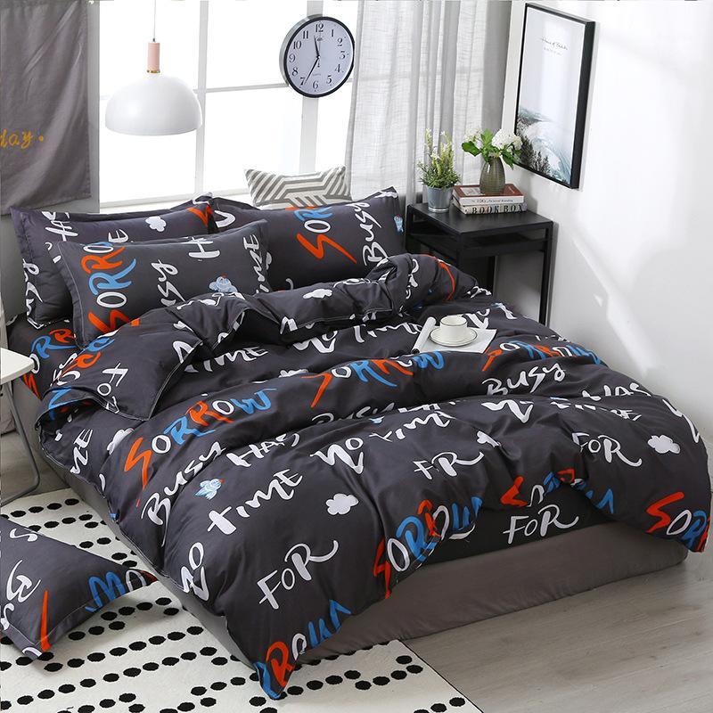 

FUNBAKY 3/4pcs/Set Letters Kids Bedding Set Cotton Duvet Cover Set Children Student Dormitory Bed Linen Linings Home Textile1, 124