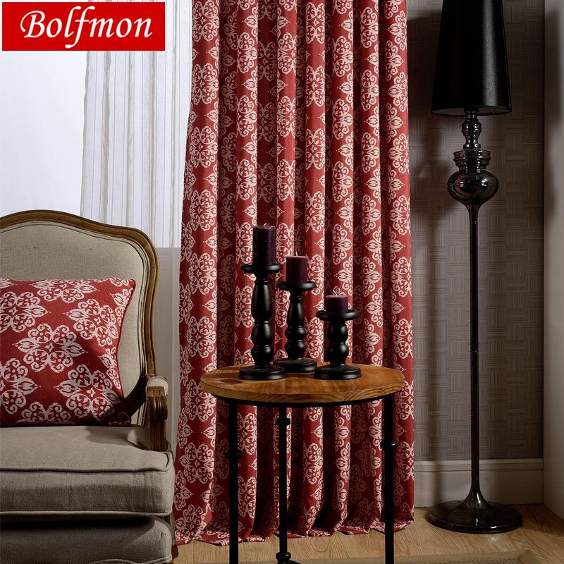 

2 Colors Cotton Polyester Custom Size Soft Touch Semi-blackout Red Printed Europe Curtain for Living Room Elegant Drapes Kitchen, Color 1