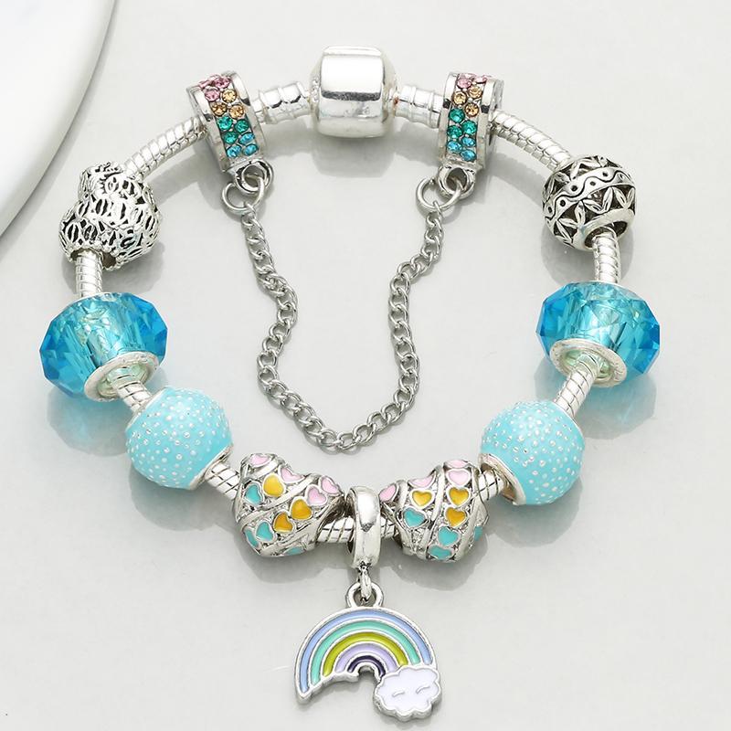 

BAOPON Rainbow Of Love Beads Charm Bracelet For Women Couple With Colorful Safety Chain Brand Bracelet Fashion Jewelry Gift1
