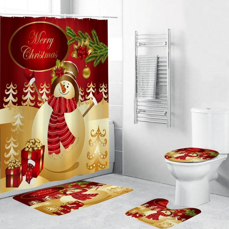 

Polyester Cute Creative Christmas Festival Wear-resistant Thicken Waterproof Bathroom Shower Curtain Christmas curtain1