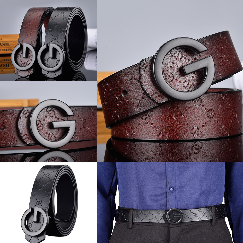 

2021Luxury boutique G-type gold and silver buckle men and women can use belts, multi-color optional casual fashion business belt, Black;brown