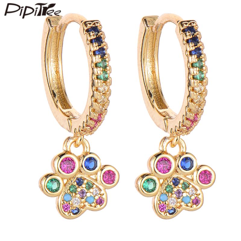 

Pipitree Zircons Jewelry Lovely Cat Claw Loop Earrings Copper Gold Color Cubic Zirconia Drop Dangle Earrings for Women Girls, Silver
