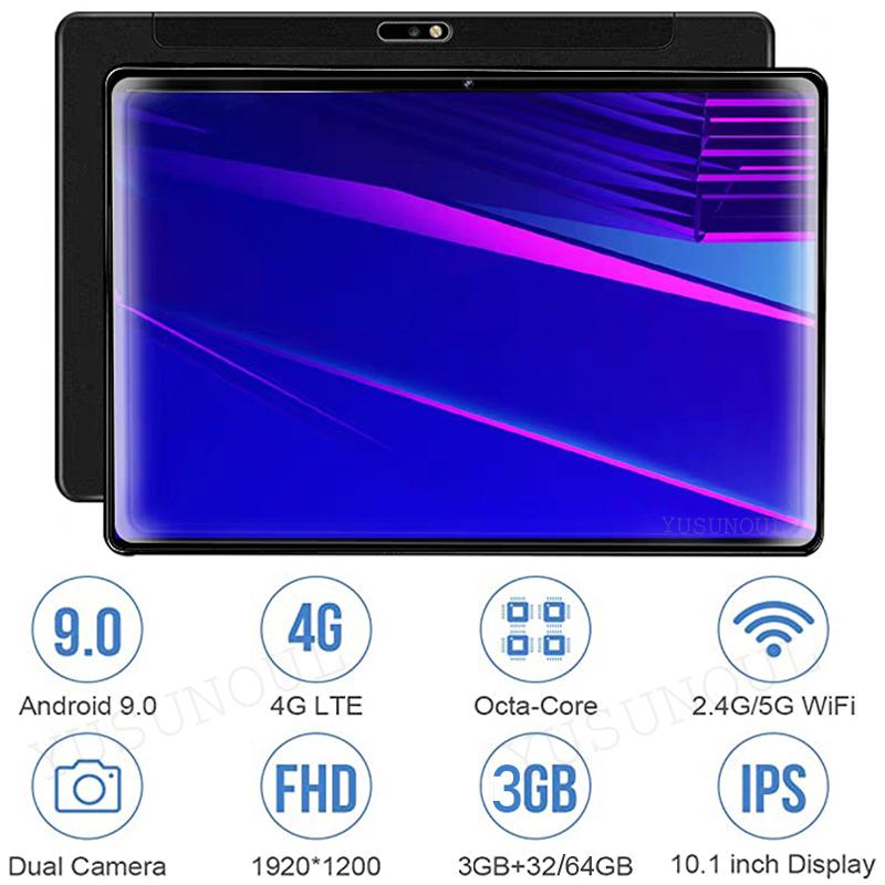 

New 10 inch Octa Core Tablet PC 2020 Google Play 1920*1200 IPS Resolution Android 9.0 Pie 4G LTE 5G Wifi Rear 8.0MP Tablet Pad, Black