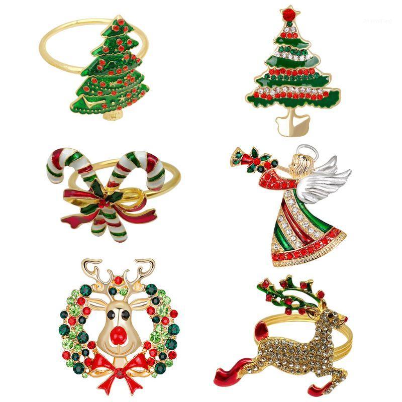 

Napkin Rings 6pcs Christmas Table Buckle Metal Bar Towel Decoration T5EB