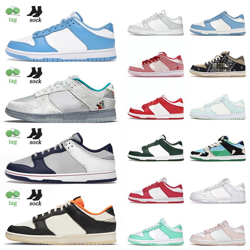 

High Quality SB Mens Women Running Shoes Unc Ice Brooklyn Court Purple Barely Green Black White Michigan Coast Dunks Low Tennis Skate Sneakers, D7 ts 36-45