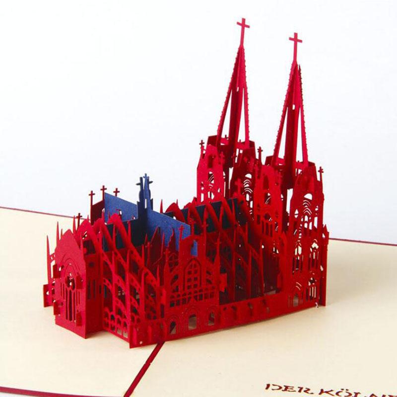 

3D Paper Sculpture Folding Greeting Card Church Design Decorative Crafts Invitation Card