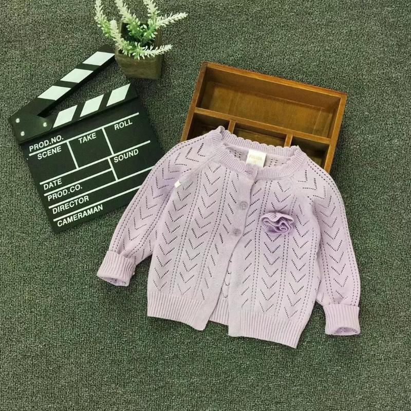 

Korean Children's Sweaters Coat Girls Solid Cotton Knitted Cardigan Coat 2021 Spring and Summer Children's Hollow Shawl Thin Top, Pink