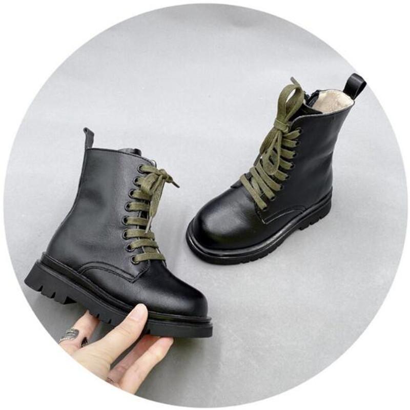 black leather school boots