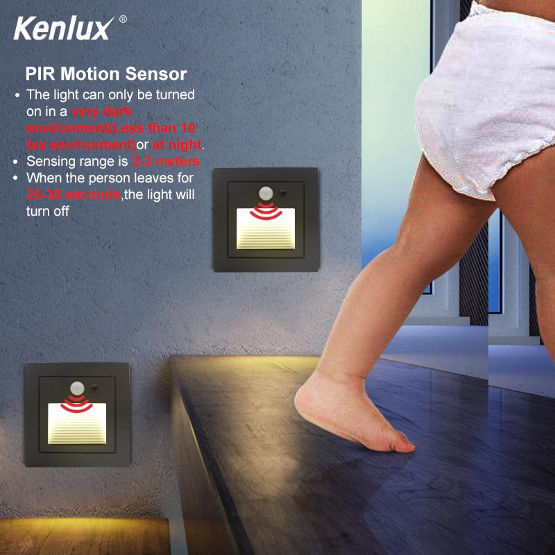 

3W Night Light Intelligent Lamp PIR Motion Detector Sensor LED Stair Light Recessed Step Lamp Ladder Wall Kitchen Foyer